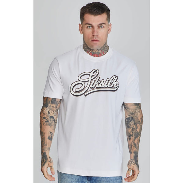 CAMISETA SIKSILK LOGO WHITE OVERSIZE TALLA L
