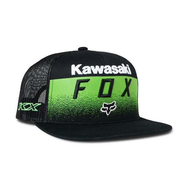 GORRA FOX KAWASAKI TRUCKER PLANA NEGRA LOGO VERDE