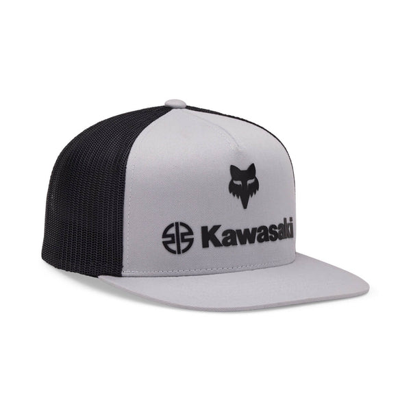 GORRA FOX KAWASAKI PLANA TRUCKER GRIS LOGO NEGRO