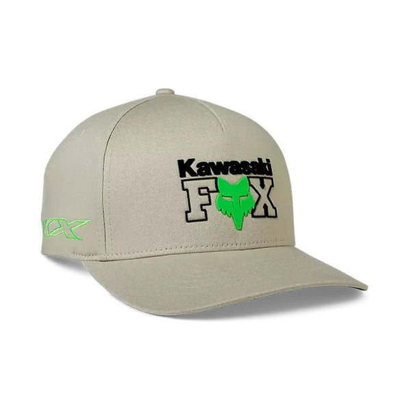 GORRA FOX KAWASAKI GRIS LOGO VERDE FLEX S/M