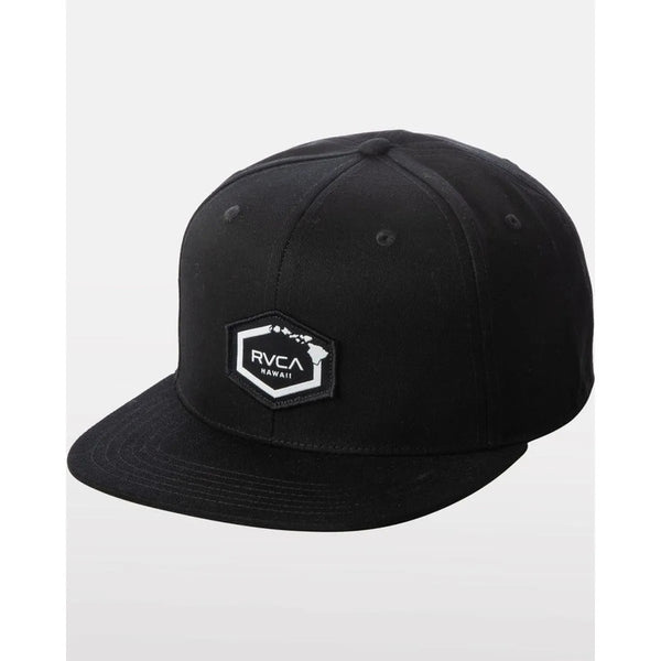 GORRA RVCA NEGRA LOGO BLANCO ISLAND HEX SNAPBACK